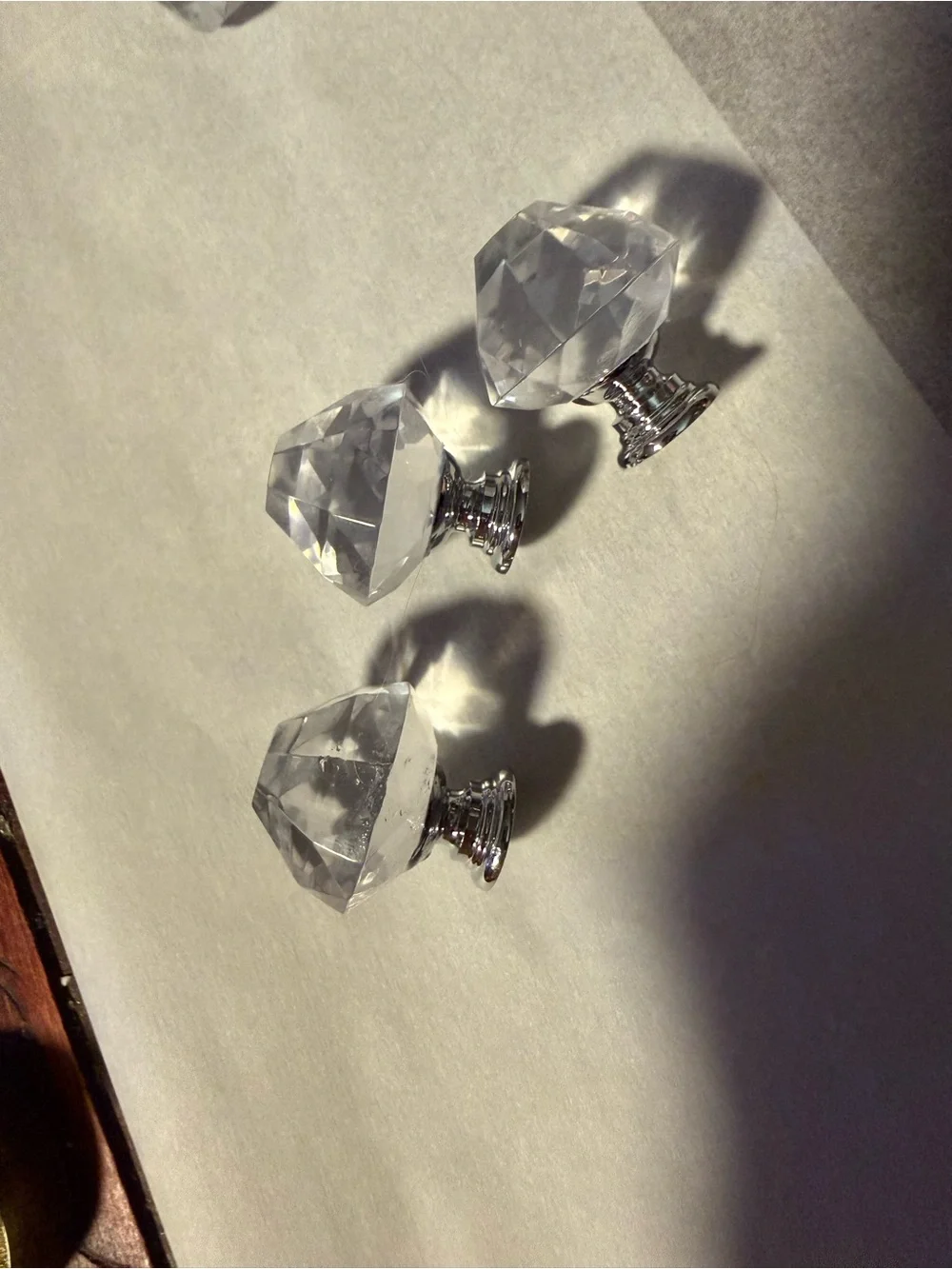 Clear Faceted Crystal-like Resin Drawer Pull - #4 (pk of 3)